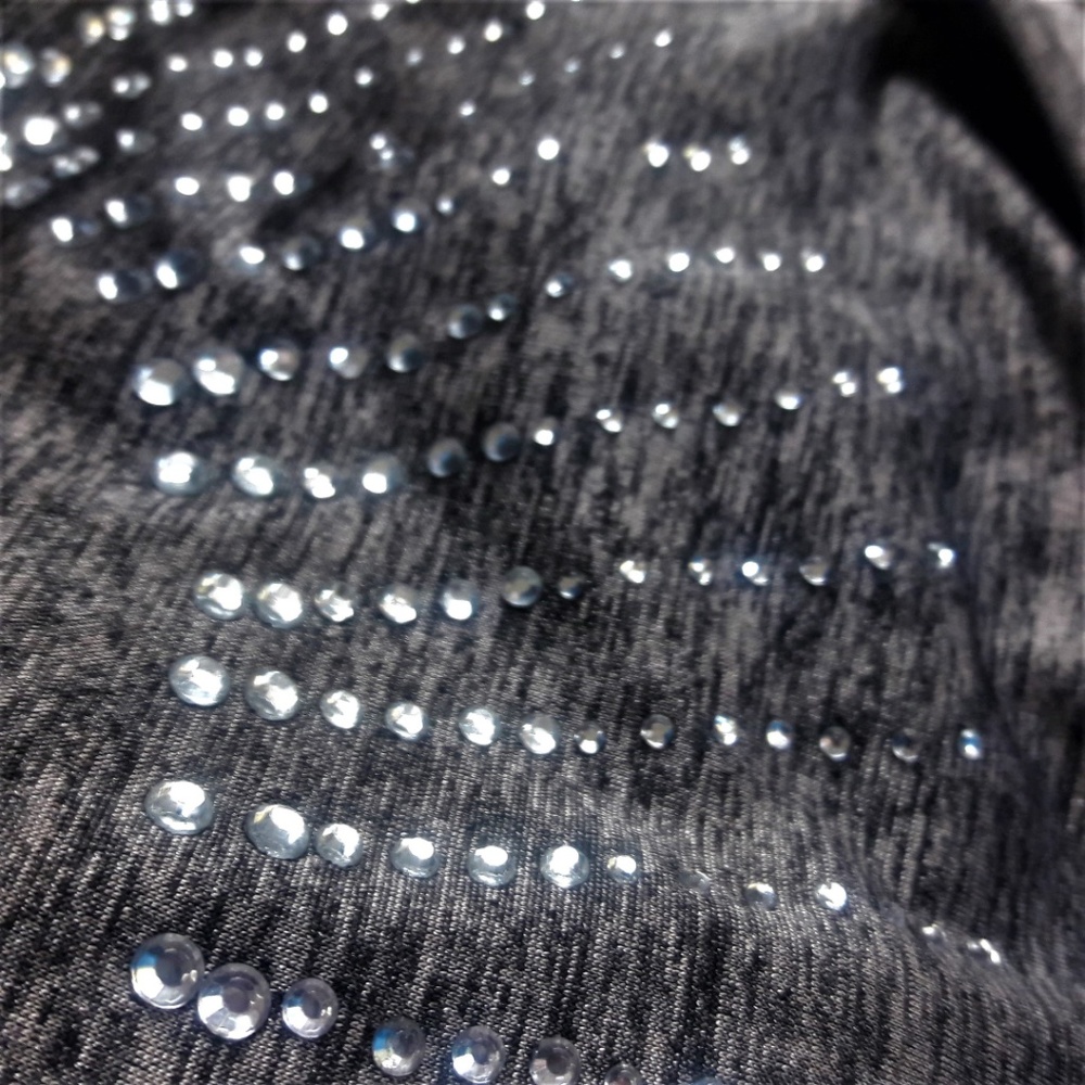 Candid Soul Top Draped Cowl over Rhinestones Short Sleeve Retro USA S - Picture 6 of 7